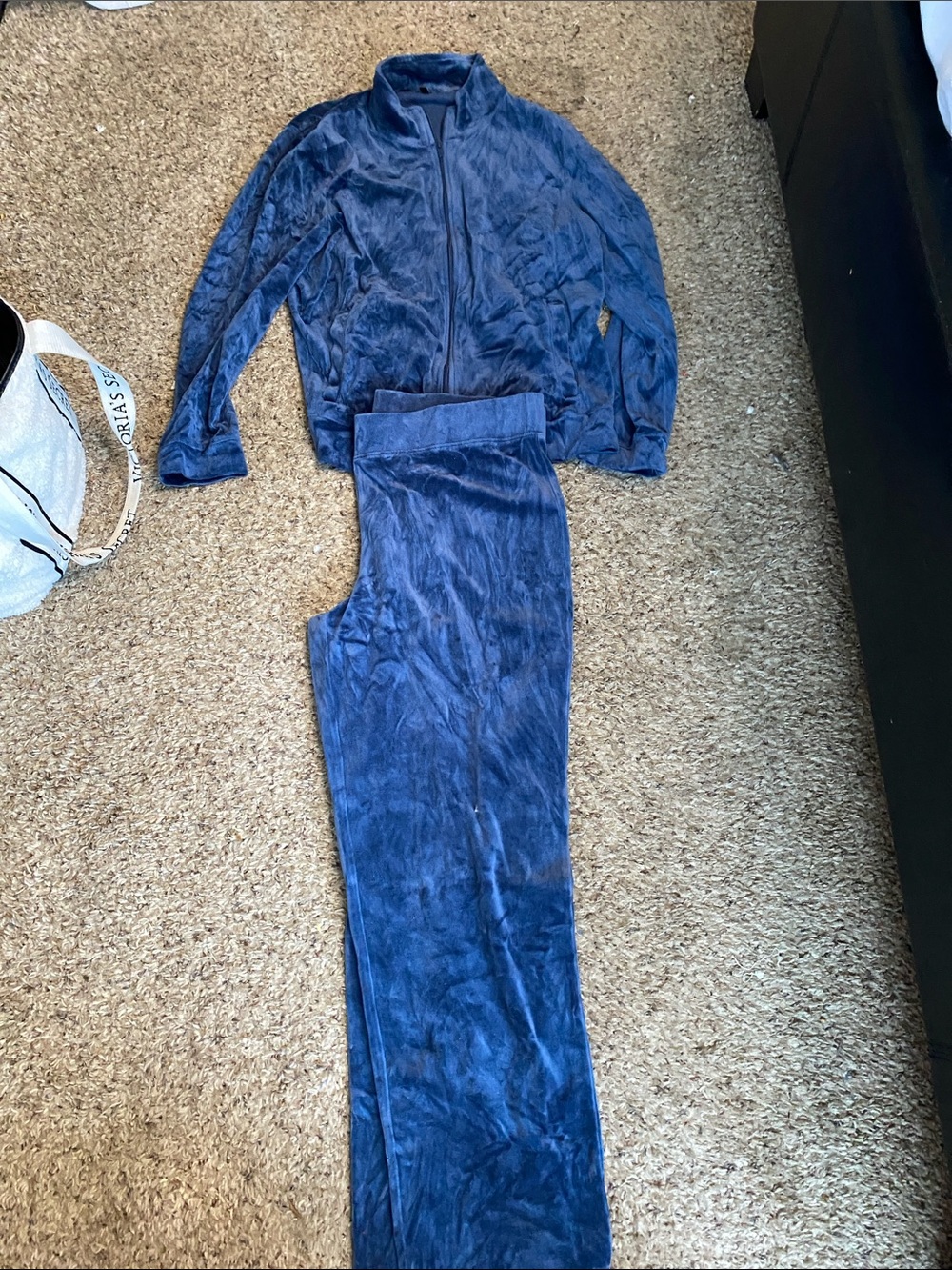 Talbots Plush Navy Blue Women's Set with Zip Jacket